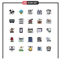 Filled line Flat Color Pack of 25 Universal Symbols of romance lifestyle institution bottle gramophone Editable Vector Design Elements