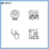 Modern Set of 4 Filledline Flat Colors and symbols such as mutton down spring shop gesture Editable Vector Design Elements