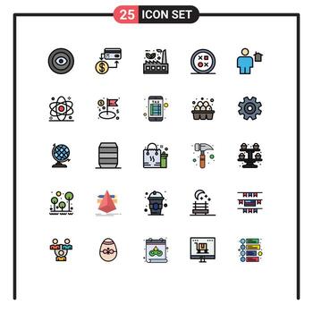Set of 25 Modern UI Icons Symbols Signs for round design marketing cross factory Editable Vector Design Elements
