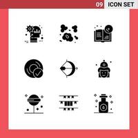 Pack of 9 Modern Solid Glyphs Signs and Symbols for Web Print Media such as gadget devices pollution connected cd Editable Vector Design Elements