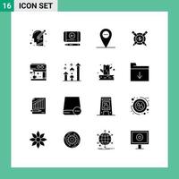 16 iconos creativos signos y símbolos modernos de hombre máquina menos artículos de diseño vectorial editables pagados por café vector