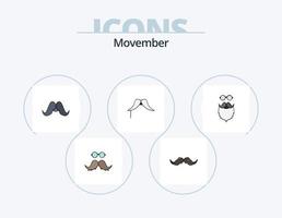 Movember Line Filled Icon Pack 5 Icon Design. . vector