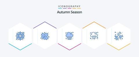 Autumn 25 Blue icon pack including cold. berries. cloud. autumn. cloud vector