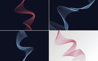 Enhance your design with this set of 4 abstract waving line vector backgrounds