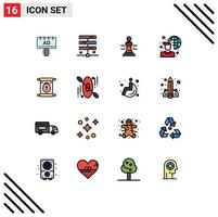 Pictogram Set of 16 Simple Flat Color Filled Lines of education laptop chess internet connectivity poker Editable Creative Vector Design Elements