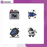 4 Creative Icons Modern Signs and Symbols of calendar scary day right cart Editable Vector Design Elements