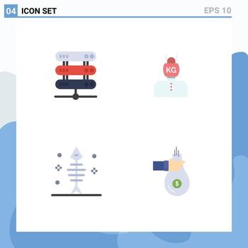 conjunto de 4 iconos de interfaz de usuario modernos símbolos signos para calcular el problema de almacenamiento de huesos elementos de diseño vectorial editables de halloween vector