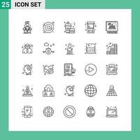 Editable Vector Line Pack of 25 Simple Lines of analysis game satellite fun frappe Editable Vector Design Elements
