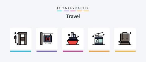 paquete de 5 iconos llenos de línea de viaje que incluye. cámping. viajar. diseño de iconos creativos vector