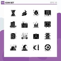 User Interface Pack of 16 Basic Solid Glyphs of building lab birch fab build Editable Vector Design Elements