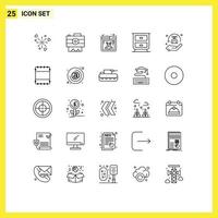 Set of 25 Modern UI Icons Symbols Signs for safe security design insurance drawer Editable Vector Design Elements