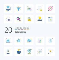 20 Data Science Flat Color icon Pack like binary code graph science document big data vector