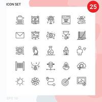 Universal Icon Symbols Group of 25 Modern Lines of hand box router site error Editable Vector Design Elements