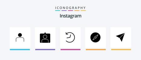 paquete de iconos de glifo 5 de instagram que incluye . conjuntos gorjeo. instagram. Brújula. diseño de iconos creativos vector