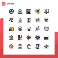 Universal Icon Symbols Group of 25 Modern Filled line Flat Colors of computer received online phone checked Editable Vector Design Elements