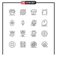 16 Universal Outline Signs Symbols of easter egg decoration gym pollution gas Editable Vector Design Elements