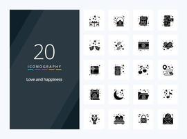 20 Love Solid Glyph icon for presentation vector