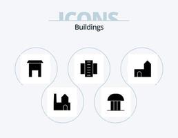 Buildings Glyph Icon Pack 5 Icon Design. residential flats. city building. courthouse. building. shop vector