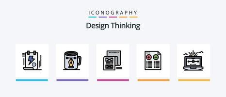 Design Thinking Line Filled 5 Icon Pack Including user. resume. education. sales. presentation. Creative Icons Design vector