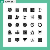 25 User Interface Solid Glyph Pack of modern Signs and Symbols of traffic city hobbies technology minidisc Editable Vector Design Elements
