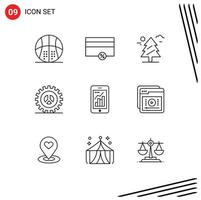 9 Universal Outline Signs Symbols of web development settings percent seo canada Editable Vector Design Elements