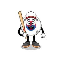 south korea flag mascot cartoon as a baseball player vector