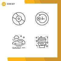 4 User Interface Line Pack of modern Signs and Symbols of cd rain device support coffee Editable Vector Design Elements