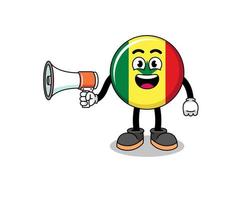 senegal flag cartoon illustration holding megaphone vector