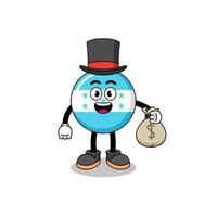 honduras flag mascot illustration rich man holding a money sack vector