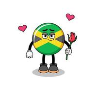 jamaica flag mascot falling in love vector