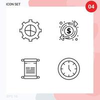 4 Thematic Vector Filledline Flat Colors and Editable Symbols of business american growth money clock Editable Vector Design Elements