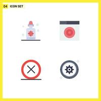 Pictogram Set of 4 Simple Flat Icons of dropper exit find cancel setting Editable Vector Design Elements