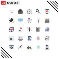 Group of 25 Flat Colors Signs and Symbols for delete search clock look wall clock Editable Vector Design Elements