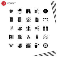 25 Universal Solid Glyphs Set for Web and Mobile Applications mobile circle accessories honey shorts Editable Vector Design Elements