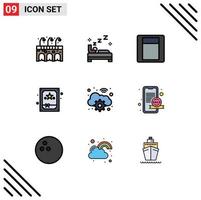 Stock Vector Icon Pack of 9 Line Signs and Symbols for marketing wifi switch gear night Editable Vector Design Elements