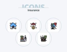 paquete de iconos lleno de línea de seguros 5 diseño de iconos. seguro. chocar. sostener. accidente. seguro vector