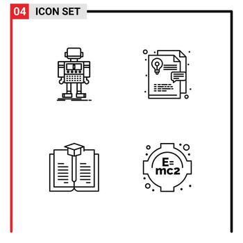 4 Universal Line Signs Symbols of autonomous book robotic layout formula Editable Vector Design Elements
