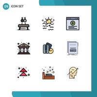 9 iconos creativos, signos y símbolos modernos de economía de tarjetas, sitio web de negocios solares, elementos de diseño vectorial editables vector