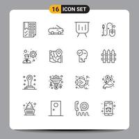 Pack of 16 creative Outlines of development tool finance mouse computer Editable Vector Design Elements