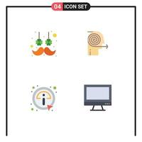 Mobile Interface Flat Icon Set of 4 Pictograms of facial hair click flower effort info Editable Vector Design Elements