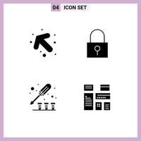 Group of 4 Modern Solid Glyphs Set for arrow tool lock secure password native Editable Vector Design Elements