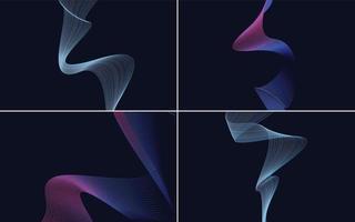 Set of 4 vector backgrounds featuring geometric wave patterns