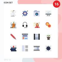 User Interface Pack of 16 Basic Flat Colors of drug imac startup device computer Editable Pack of Creative Vector Design Elements