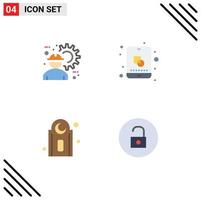 Editable Vector Line Pack of 4 Simple Flat Icons of architect mosque labour edit prayer Editable Vector Design Elements