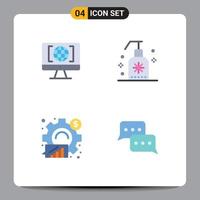 Flat Icon Pack of 4 Universal Symbols of computer analytics big think soap graph Editable Vector Design Elements