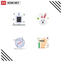 Group of 4 Flat Icons Signs and Symbols for urinal connection animal face wire Editable Vector Design Elements