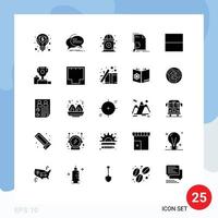 Group of 25 Solid Glyphs Signs and Symbols for grid find talk file analysis Editable Vector Design Elements