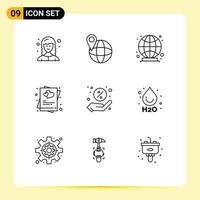 9 Universal Outlines Set for Web and Mobile Applications shopping discount globe wedding love Editable Vector Design Elements