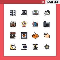 Mobile Interface Flat Color Filled Line Set of 16 Pictograms of briefcase ok design sent email Editable Creative Vector Design Elements