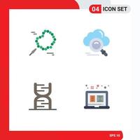 Modern Set of 4 Flat Icons and symbols such as bead chain cloud online dna Editable Vector Design Elements